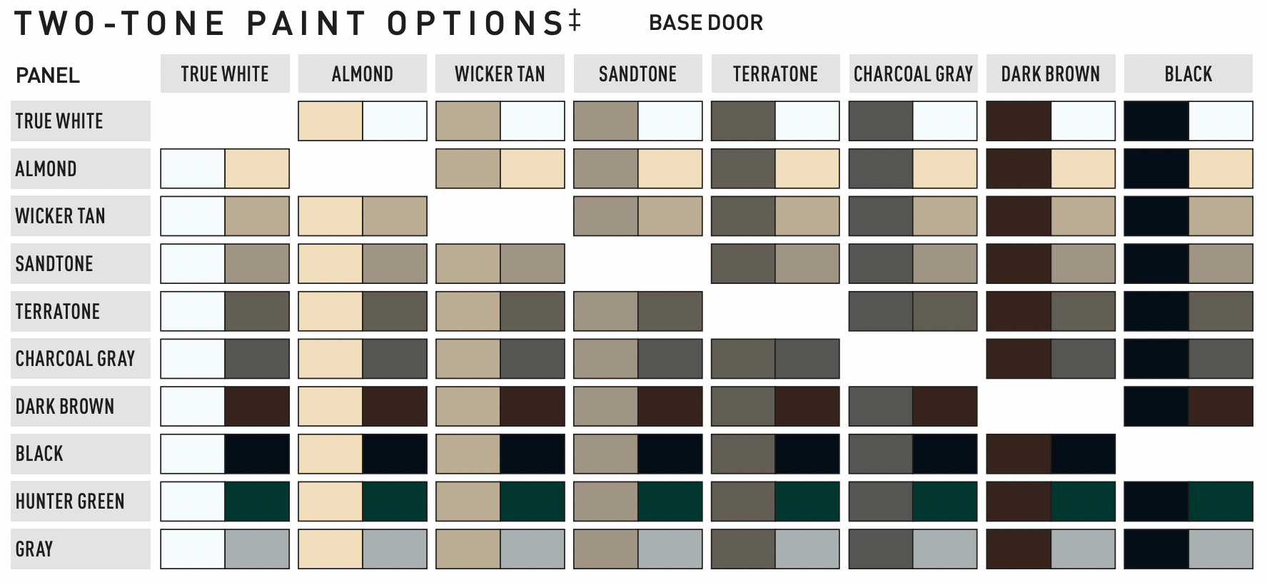 Two-Tone-Paint-Options-1 Classica Garage Doors, , Over the Top Garage Door & Service